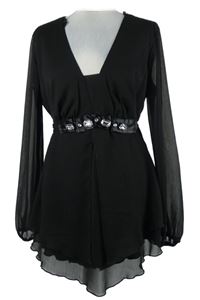 Dámska čierna šifónová spoločenská tunika s kamienkami Definitions