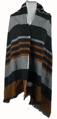 Dámský černo-skořicovo-bílý pruhovaný pletený pléd Avon 