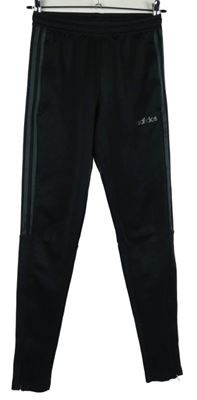 Dámské černé sportovní funkční tepláky s pruhy Adidas