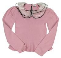 Ružový rebrovaný sveter s golierom River Island