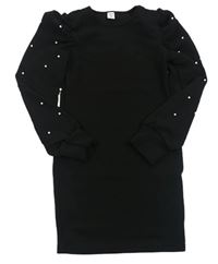 Čierne šaty s perličkami Shein