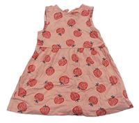 Ružové bavlnené šaty s jahodami F&F