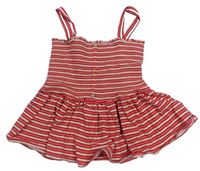 Červeno-ružovo-neónově ružový pruhovaný žabičkový crop top next