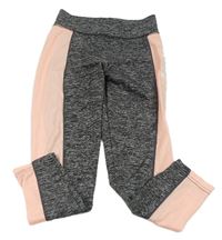Černo-růžové sportovní legíny s melírem a nápisem 