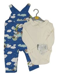 -Nové 2set- modré na traké tepláky Peter Pan+ biele body Disney