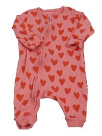 Ružový rebrovaný overal so srdiečkami zn. Next