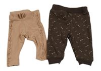 2set- hnědé vzorované tepláky+ světlerůžové legíny s volánkem 