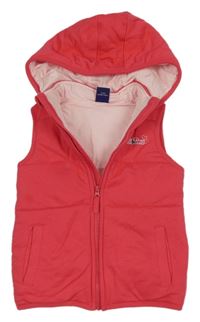 Malinová tepláková zateplená vesta s nápisom a kapucňou