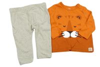 2set- oranžové triko s tygrem+ šedé lehké tepláky F&F