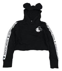 Čierna crop mikina s Mickey Mousem a kapucňou H&M