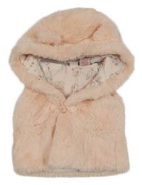 Světlerůžová kožešinová podšitá vesta s kapucí