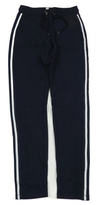 Tmavomodré teplákové nohavice s proužkem Garia