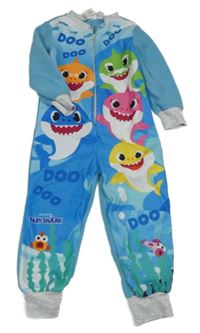 Modrý fleecový overal se žraloky