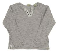 Bielo-čierno-červené pruhované tričko