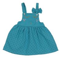 Azurové na traké šaty so smajlíkom a bodkami