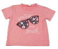 Ružové tričko s okuliarmi a nápisom