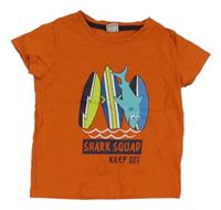 Oranžové tričko so žralokom a surfom Kiki&Koko