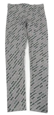 Sivé legíny s čierno-fialovymi nápisy F&F