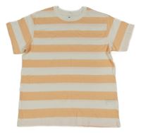Meruňkovo-biele pruhované tričko H&M