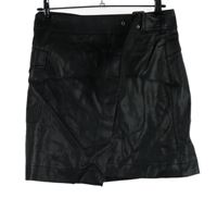 Dámska čierna zavinovací koženková sukňa s vreckom Warehouse