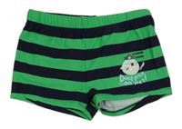 Zeleno-čierne pruhované nohavičkové plavky