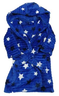 Modrý chlupatý župan s hvězdičkami a kapucí