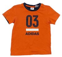 Oranžovo-tmavomodré tričko s číslom Adidas