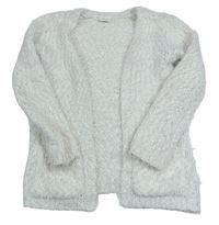 Biely svetrový chlpatý cardigan F&F