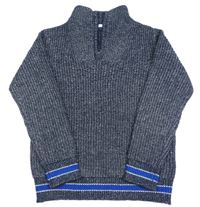 Tmavomodrý melírovaný svetr se stojáčkem M&S