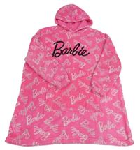 Neonově růžová chlupatá oversize mikina s kapucí - Barbie 7-13let