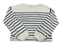 Bielo-tmavomodrý pruhovaný crop sveter H&M