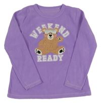 Lila fleecová pyžamová mikina s medvedíkom zn. Dunnes