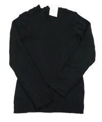 Nové - čierny rebrovaný ľahký sveter Nutmeg