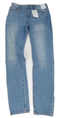 Nové - světlemodré mid rise skinny teplákové rifle Denim Co.