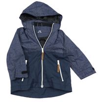 Tmavomodro-melírovaná šušťáková jarná bunda s kapucňou H&M