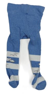 Modro-bílé pruhované punčocháče s mraky