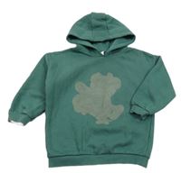 Khaki mikina s potlačou a kapucňou Tu