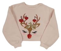 Svetloružová crop mikina so sobom s flitrami LIPSY LONDON