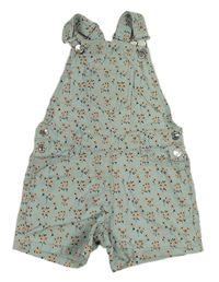 Svetlomodré kvetované na traké plátenné kraťasy Denim Co.