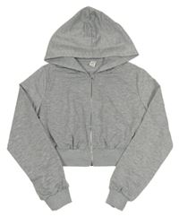 Sivá prepínaci crop mikina s kapucňou Shein