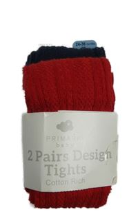 Nové - 2x punčocháče - červené + tmavomodré Primark