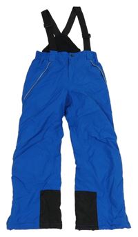 Kobaltově modré funkční šusťákové oteplovačky s odepínacími trakami Crane