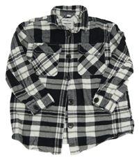 Čierno-biela kockovaná flanelová košeľová bunda Page one young