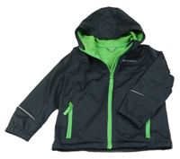 Antracitová softshellová bunda s nápisem a kapucí Crane