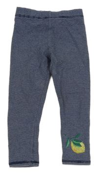 Tmavomodré proužkaté legíny s citronem Next