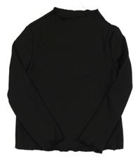 Čierne rebrované tričko shein