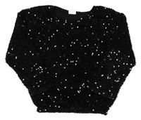 Čierny sametovo/flitrová mikina Zara