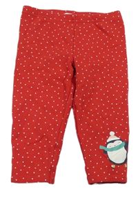 Červené bodkovaná é zateplené legíny s tučňákem C&A