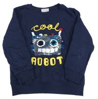 Tmavomodrá mikina s překlápěcími flitry 