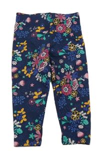 Tmavomodro-barevné květované legíny F&F